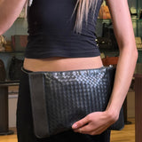 Bottega Veneta Black Intrecciato Zip Pouch