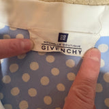 Givenchy Vintage Blue Polka Dot Collared Shirt