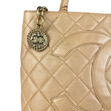 Chanel Caviar Quilted Medallion Tote Beige 2002 (Handle Wear)