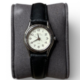 Alba Styla White Dial Black Leather Strao