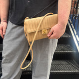 Chanel Vintage Tan Vertical Quilt Flap Shoulder Bag 1989