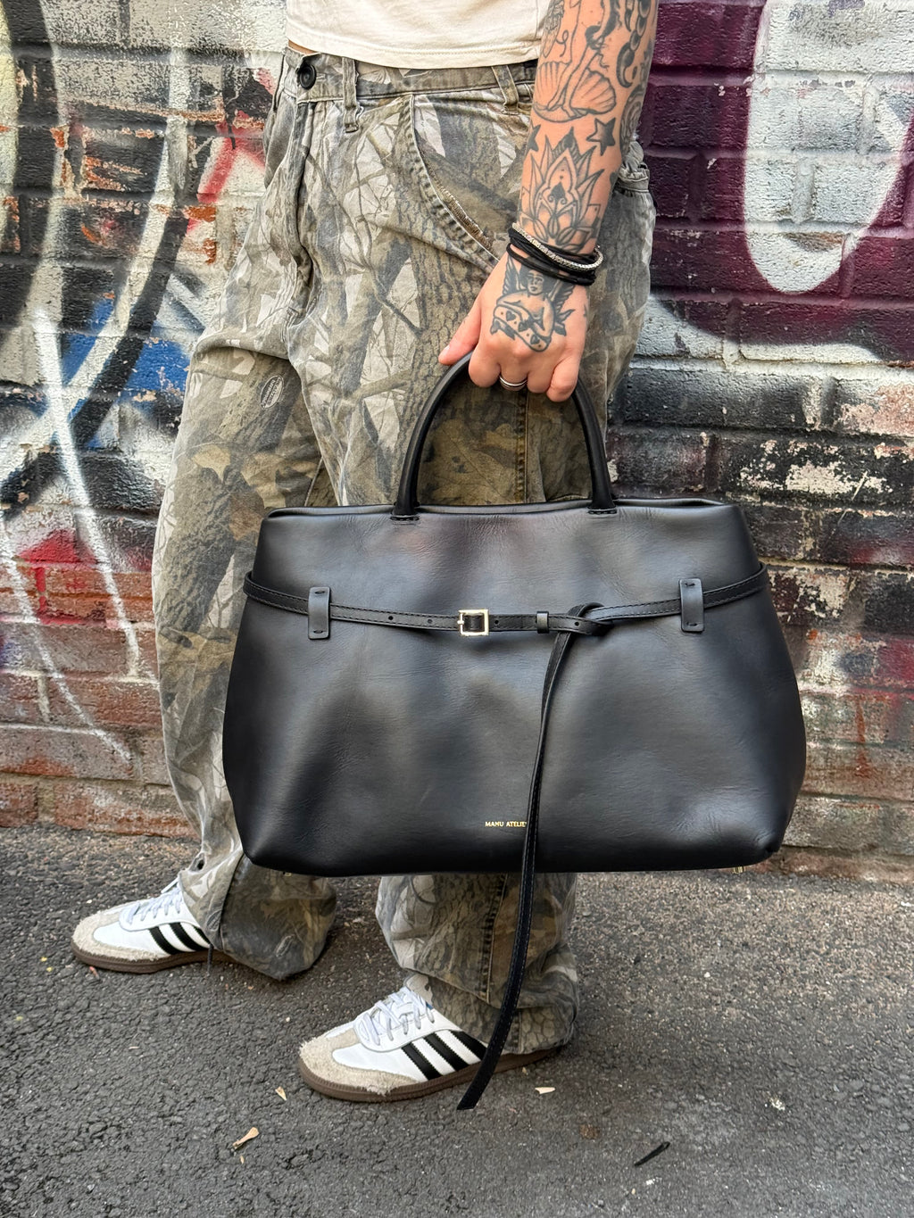 Manu Atelier Black Leather Le Cambon 35 Tote