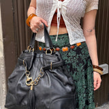 Gucci Vintage Black Leather Sienna Tote