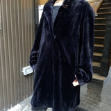 Vintage Dark Blue Mink Mid Length Fur Coat