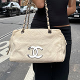 Chanel Cream Chevron Leather Outdoor Ligne Shoulder Bags  2005