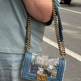 Chanel Blue Denim/Leather Trim Patchwork Boy Flap Bag 2014
