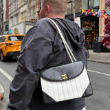 Chanel Black/White Leather Shoulder/Tote Bag 2017