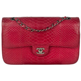 Chanel Classic Double Flap Python Bag Pink 2014