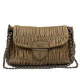 Prada Beige Nappa Leather Gaufre Chain Shoulder Bag