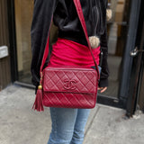 Chanel Vintage Burgundy Quilted Leather CC Camera Bag