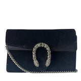 Gucci Black Velvet/Leather Trim Dionysus Super Mini Shoulder Bag