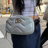 Gucci Marmont Blue Iridescent Chain Crossbody