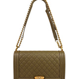 Chanel Olive Green Quilted Caviar Boy Flap Bag 2017