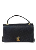 Chanel Grained Calfskin Chevron Stitch Chic Medium Top Handle Bag