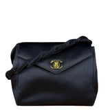 Chanel Vintage Black Mini Satin Flap Braided Shoulder Bag