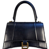 Balenciaga Black Leather Hourglass Handbag