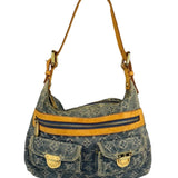 Louis Vuitton Vintage Denim Leather Trim Monogram Baggy Hobo Bag PM