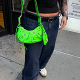 Balenciaga Le Cagole Green Studded Shoulder Bag