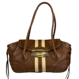 Prada Lizard Pushlock Flap Brown Vitello Daino Shoulder Bag