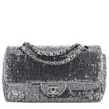 Chanel Silver Sequin East/West Flap Bag 2006