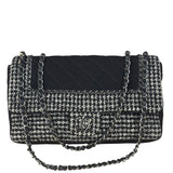 Chanel Black CC Quilted Jersey and Tweed Chain Flap Bag 2014