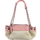 Chanel Pink Lambskin Trim Woven Lax Accordion Shoulder Bag 1997