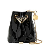 Prada Black Patent Leather Mini Chain Pouch