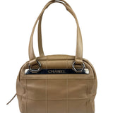 Chanel Beige Leather Chocolate Bar Bowler Bag 2004