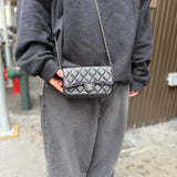 Chanel Black Quilted Flap Phone Chain Handbag