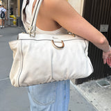 Gucci Leather D-Ring Bag White
