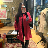 Burberry Vintage Red/Navy Check Mid Length Coat