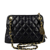 Chanel Vintage Black Quilted Leather Shoulder Bag 1987
