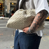 Bottega Veneta Intrecciato White Leather Clutch