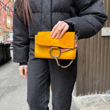 Chloé Suede/Calfskin Yellow Faye Shoulder Bag