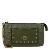 Coach Military Green Leather Signature Wristlet