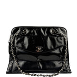 Chanel Vintage Black Patent Leather Envelope Chain Shoulder Bag 1998