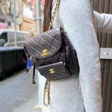 Chanel Black Quilted CC Duma Leather Backpack '97