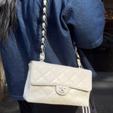 Chanel Classique White Quilted Leather Flap Bag 2001