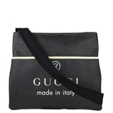 Gucci Vintage Black Leather Flat Messenger Shoulder Bag