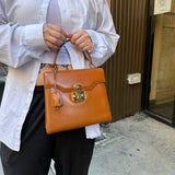 Gucci Vintage Brown Leather Top Handle Bag