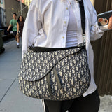 Dior Oblique Soft Saddle Shoulder Bag Navy