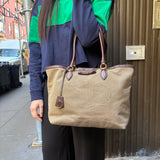 Prada Vintage Jacquard Logo Tote Brown