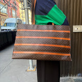Celine Vintage Macadam Striped Shoulder Tote