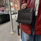 Chanel Black Quilted Caviar Leather Tablet Clutch Case