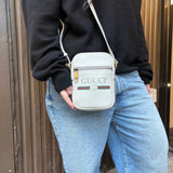 Gucci White Grained Sherry Leather Crossbody