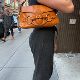 Gucci Horsebit Chain Leather Shoulder Bag Brown