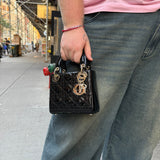 Dior Patent Cannage Mini Lady Dior Black