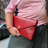 Chanel Chevron Quilted Envelope Clutch