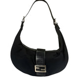 Fendi Black Leather Trim Mamma Baguette