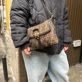 Fendi Vintage Zucca Pattern Canvas Shoulder Bag